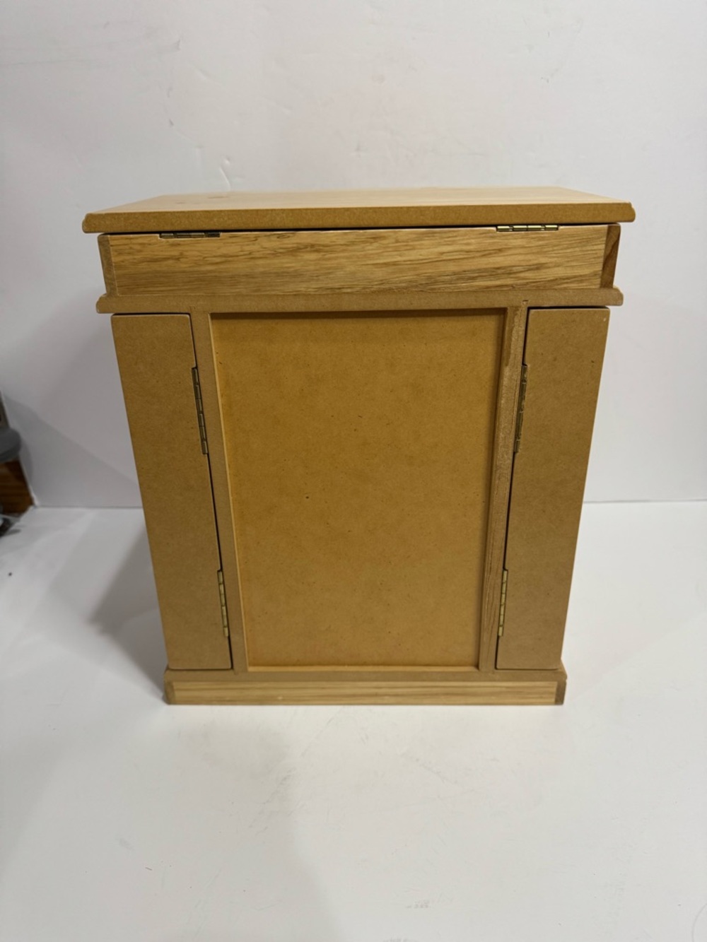 Vintage Standing Oak Wood Jewelry Box Armoire - Picture 9 of 13
